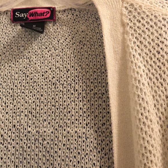 Say What? Ivory long sleeve open knit sweater - Picture 5 of 8